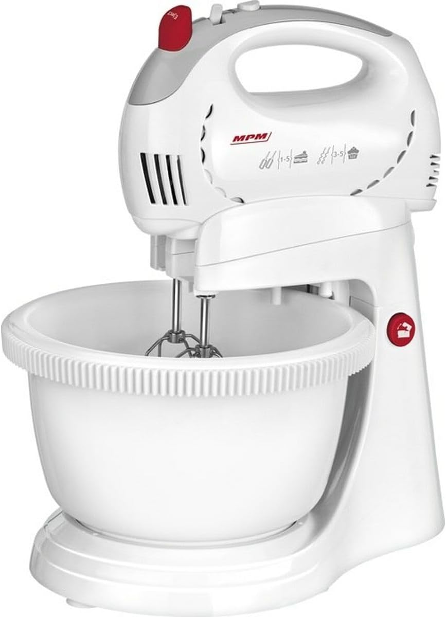 MPM mmr 17 MMR-17Z Handmixer 500 W mit Edelstahl-Topf, 1 Liter, Weiss