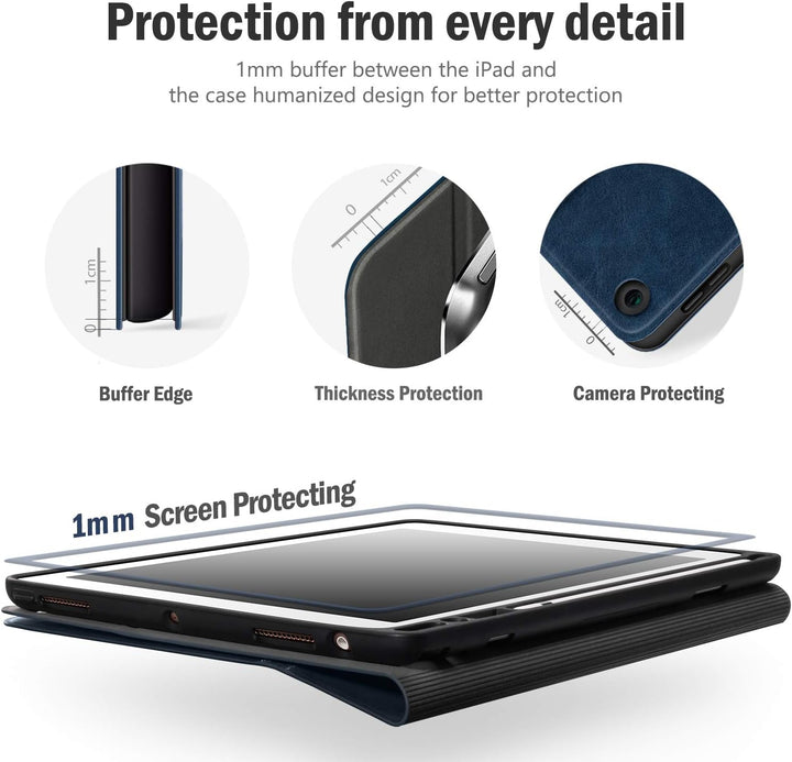 Antbox iPad 9.7 Zoll 2018/2017 Hülle mit Apple Pencil Halter Auto Schlaf/Wach Funktion PU Ledertasch