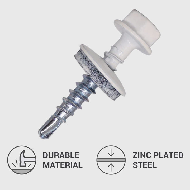 (250 Stück) Metall Dachschrauben 4,8 x 28 mm lackierte selbstbohrende Schrauben mit EPDM Unterlegsch