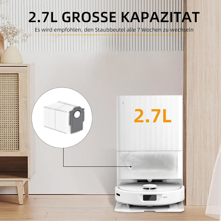 12 Stück Staubbeutel Zubehör für Roborock S8 MaxV Ultra/Q Revo/Qrevo Pro/Qrevo MaxV Saugroboter, 2,7