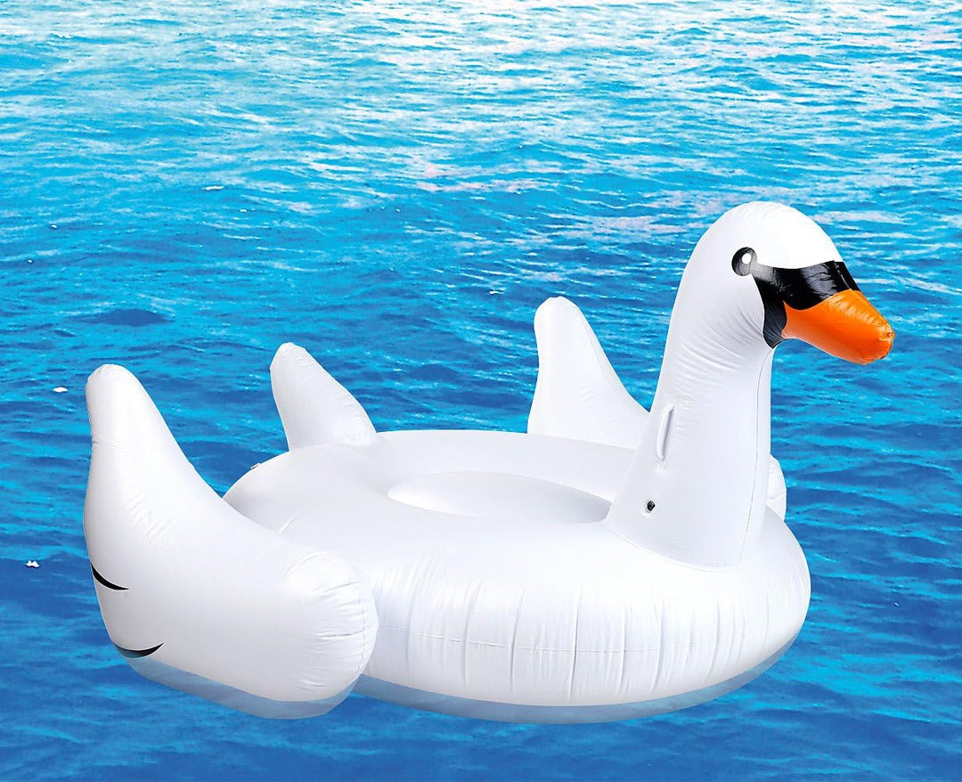 infactory Schwimmtier: Aufblasbarer XXL-Schwan, Badeinsel, 177 x 165 x 110 cm, bis 90 kg (Aufblasbar