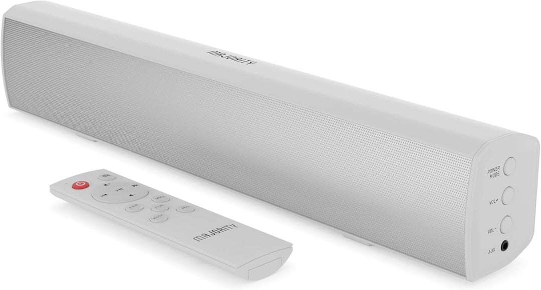 MAJORITY Bluetooth White Soundbar für TV Geräte, 50 Watt PC Lautsprecher und Sound Bar, Kompakt, mit