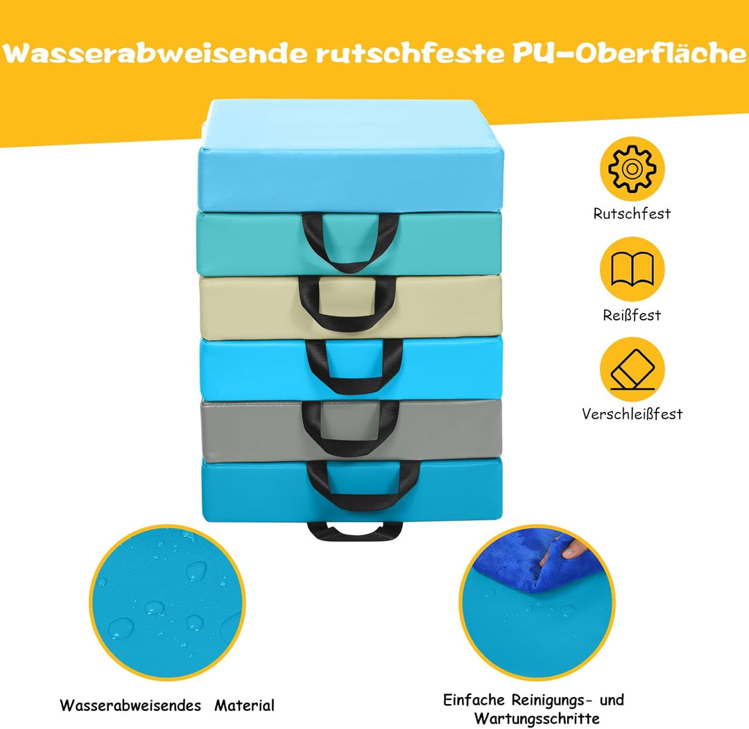 COSTWAY 6er Set Kinder Stuhlkissen mit Griff, Bodenkissen mit Reissverschluss, Sitzkissen Mehrfarbig
