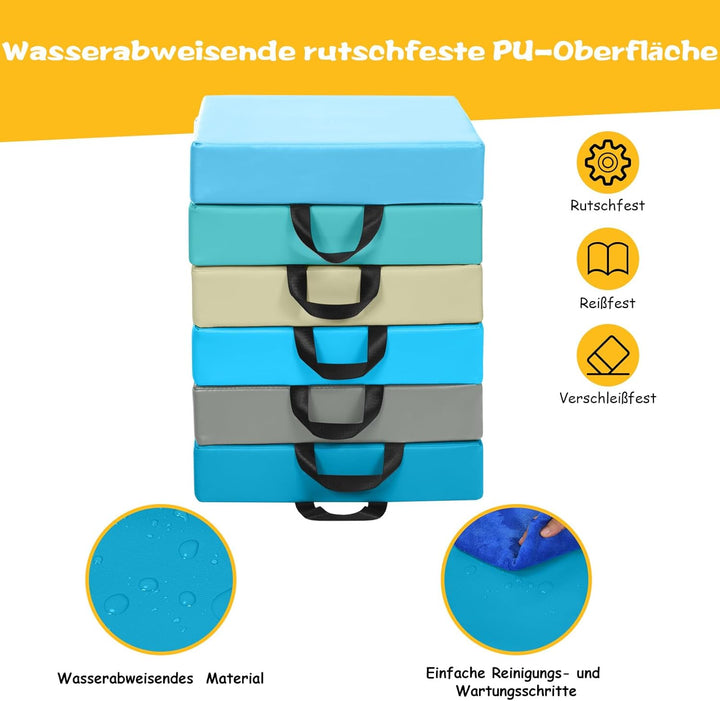 COSTWAY 6er Set Kinder Stuhlkissen mit Griff, Bodenkissen mit Reissverschluss, Sitzkissen Mehrfarbig