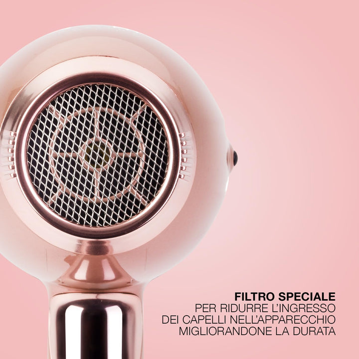 elchim 3900 Healthy Ionic Venetian Rosegold Schuko-Steckdose mit Baumwollbeutel – professioneller Ha