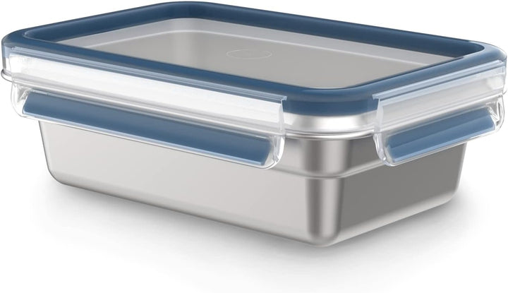 Emsa Clip & Close auslaufsichere Edelstahl-Frischhaltedose, 0,8 Liter Fassungsvermögen, rechteckig,