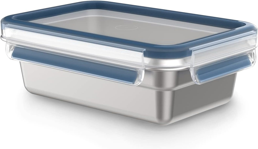 Emsa Clip & Close auslaufsichere Edelstahl-Frischhaltedose, 0,8 Liter Fassungsvermögen, rechteckig,