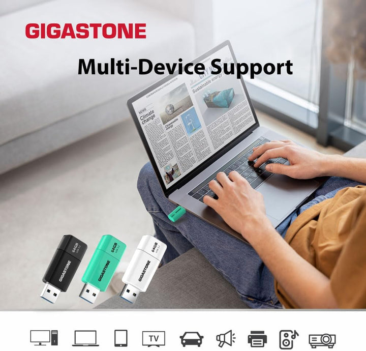 Gigastone Z60 512GB 2-Pack USB 3.1 Flash Drive, R/W 400/300MB/s Ultra High Speed Pen Drive, Capless