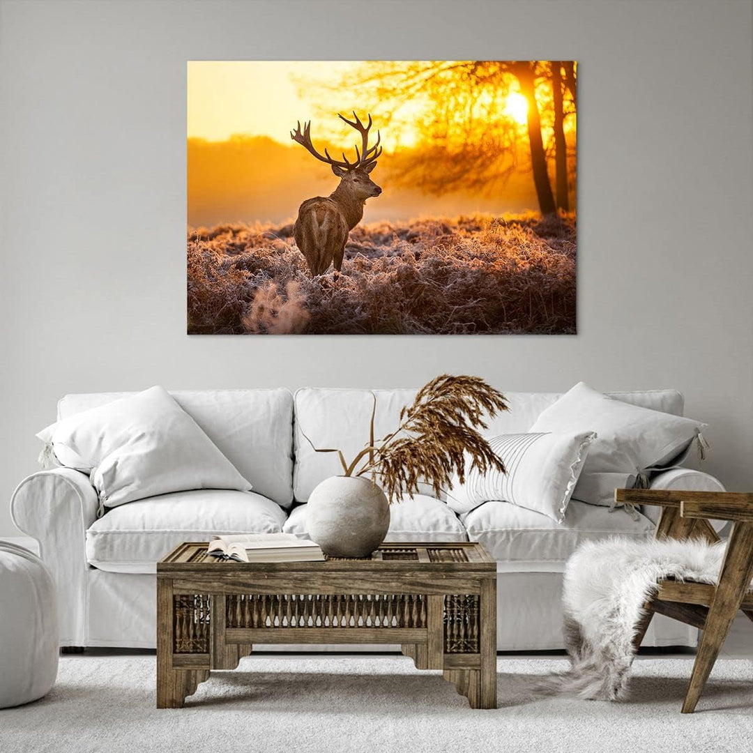 Bilder auf Leinwand 100x70cm Leinwandbild Herbst landschaft natur blatt Gross Wanddeko Bild Schlafzi