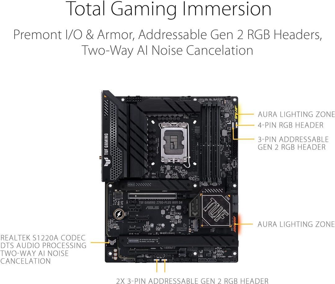 ASUS TUF Z790 PLUS - Intel LGA 1700 ATX VRM 20+1-Phasen-Motherboard, DDR4, fünf M.2-Steckplätze, PCI