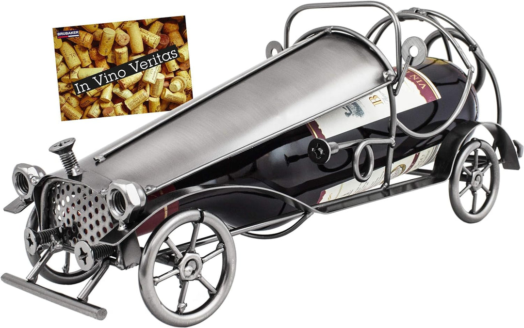 Brubaker Weinflaschenhalter Vintage Auto Oldtimer Flaschenständer Deko-Objekt Skulptur mit Grusskart