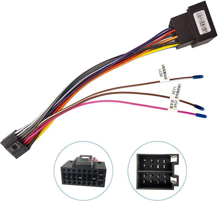 16 Pin Kabelbaum ISO Adapter für Android Autoradio Universal ISO Standard Buchse, Radio Stecker mit