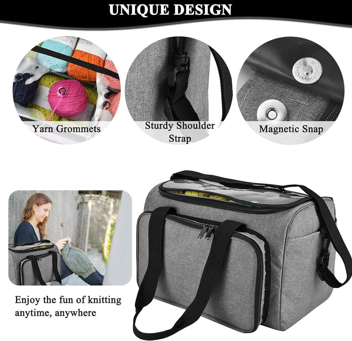 Coopay Häkeltasche, tragbare Garn-Aufbewahrungstasche, Reise-Tragetasche zum Schutz von unfertigem P