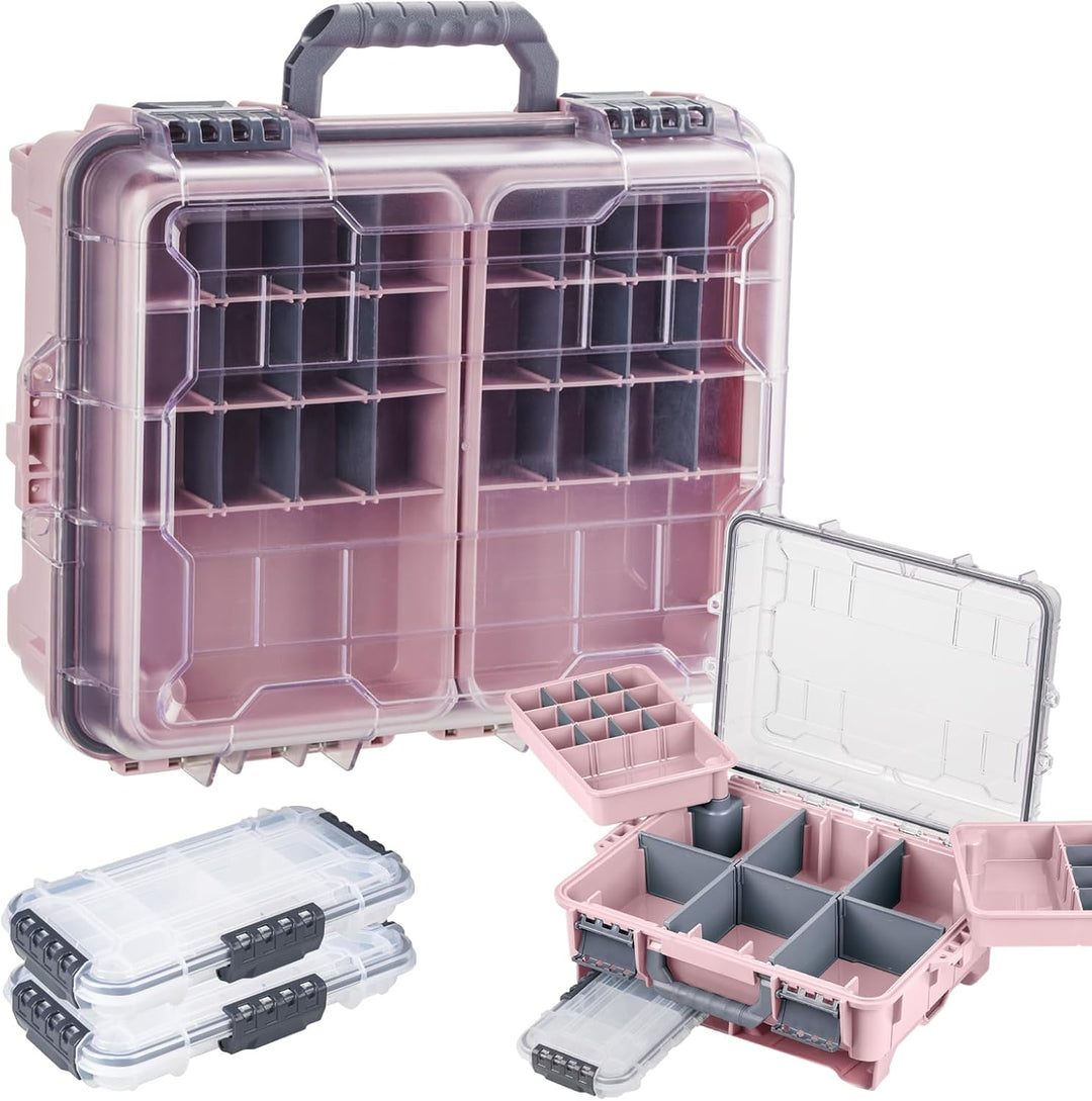 THKFISH Wasserdichter Angelkoffer, Angelköder Box, Angelwerkzeugkiste, Tragbare Angelbox mit zwei 35