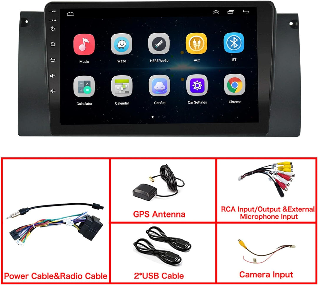 LEXXSON Android 10.1 Auto Radio Stereo 9 Zoll Kapazitiver Touchscreen für BMW E39 5 Serie 1996-2003