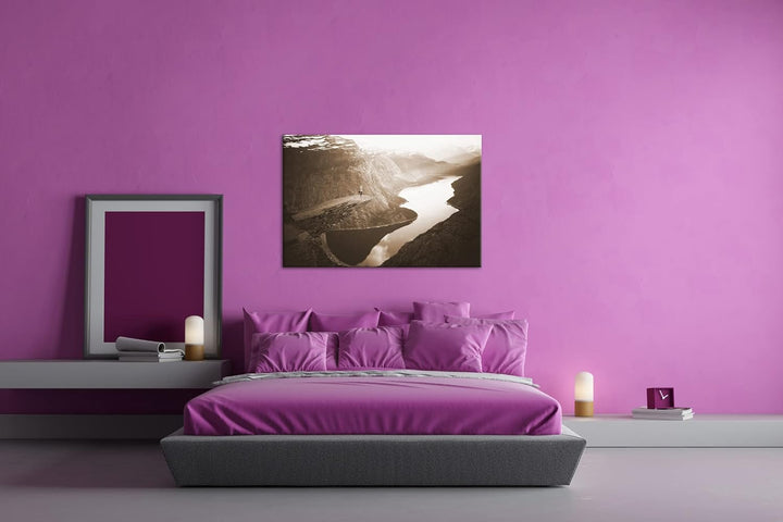 deyoli Yoga im Herzen Mutternatur Format: 80x60 Effekt: Sepia als Leinwandbild, Motiv fertig gerahmt