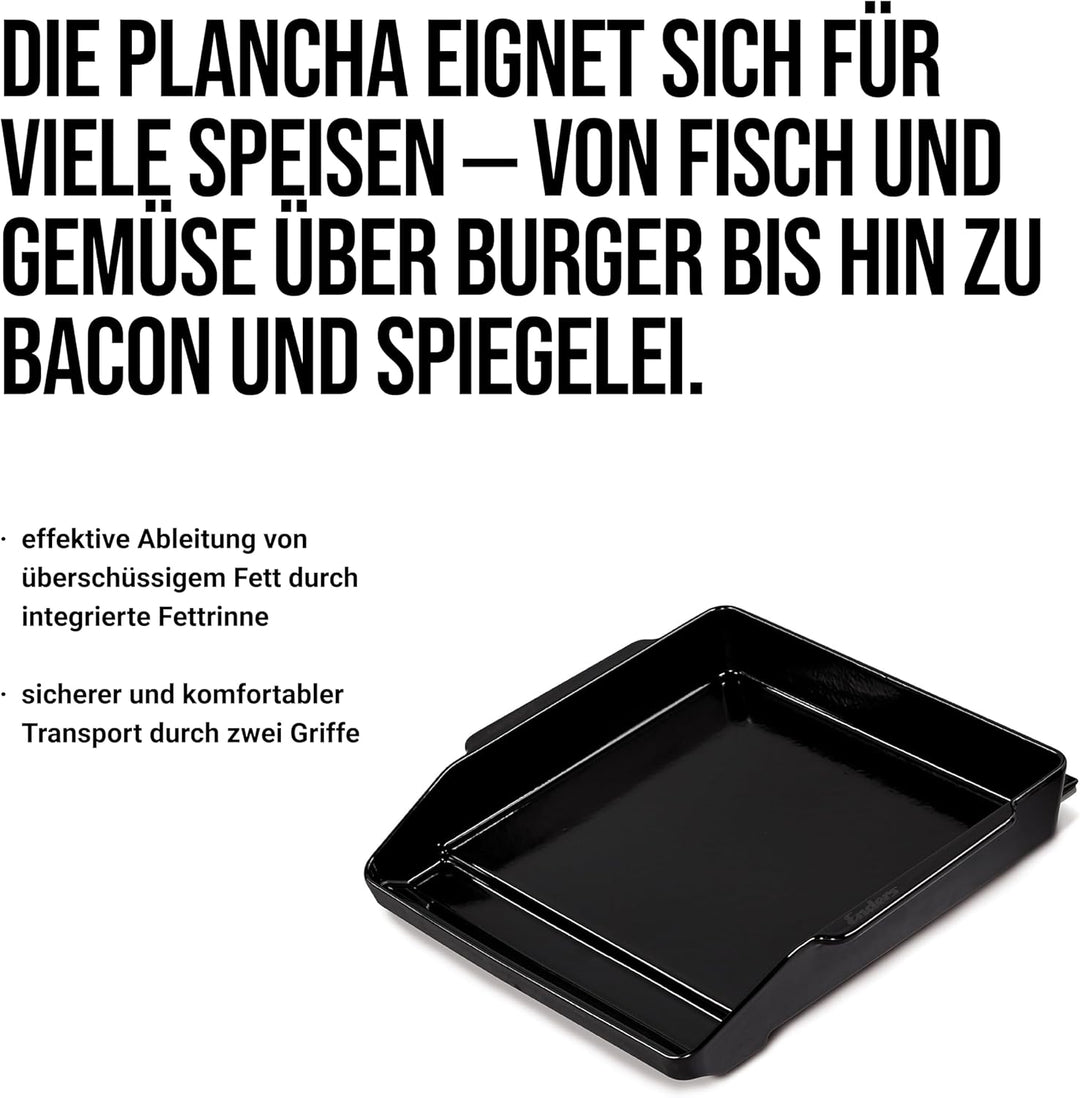 Enders Plancha Grillplatte, aus emailliertem Guss, optimale Hitzespeicherung und -verteilung, integr