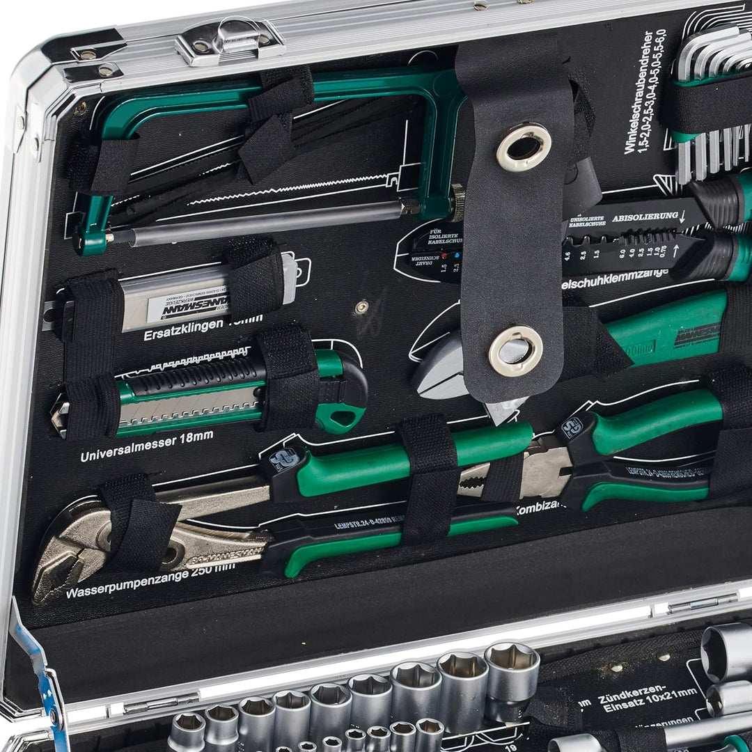 Brüder Mannesmann 124-tlg. Werkzeugsatz im Alukoffer, M29072 & Mannesmann Schlosserhammer 300 g, M76
