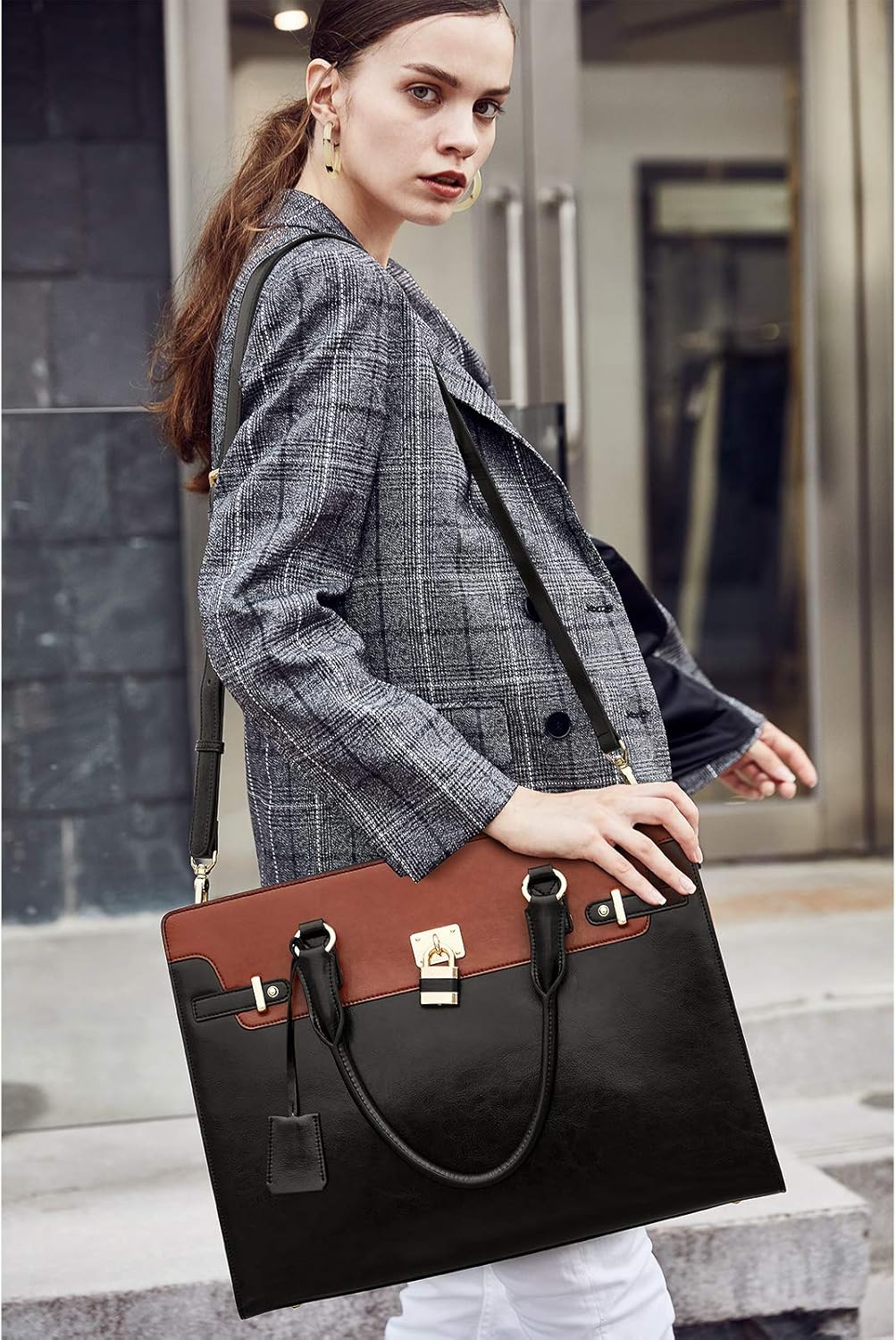 BOSTANTEN Damen Leder Aktentaschen 15.6 Zoll Laptop Handtasche Businesstasche Schultertasche Henkelt