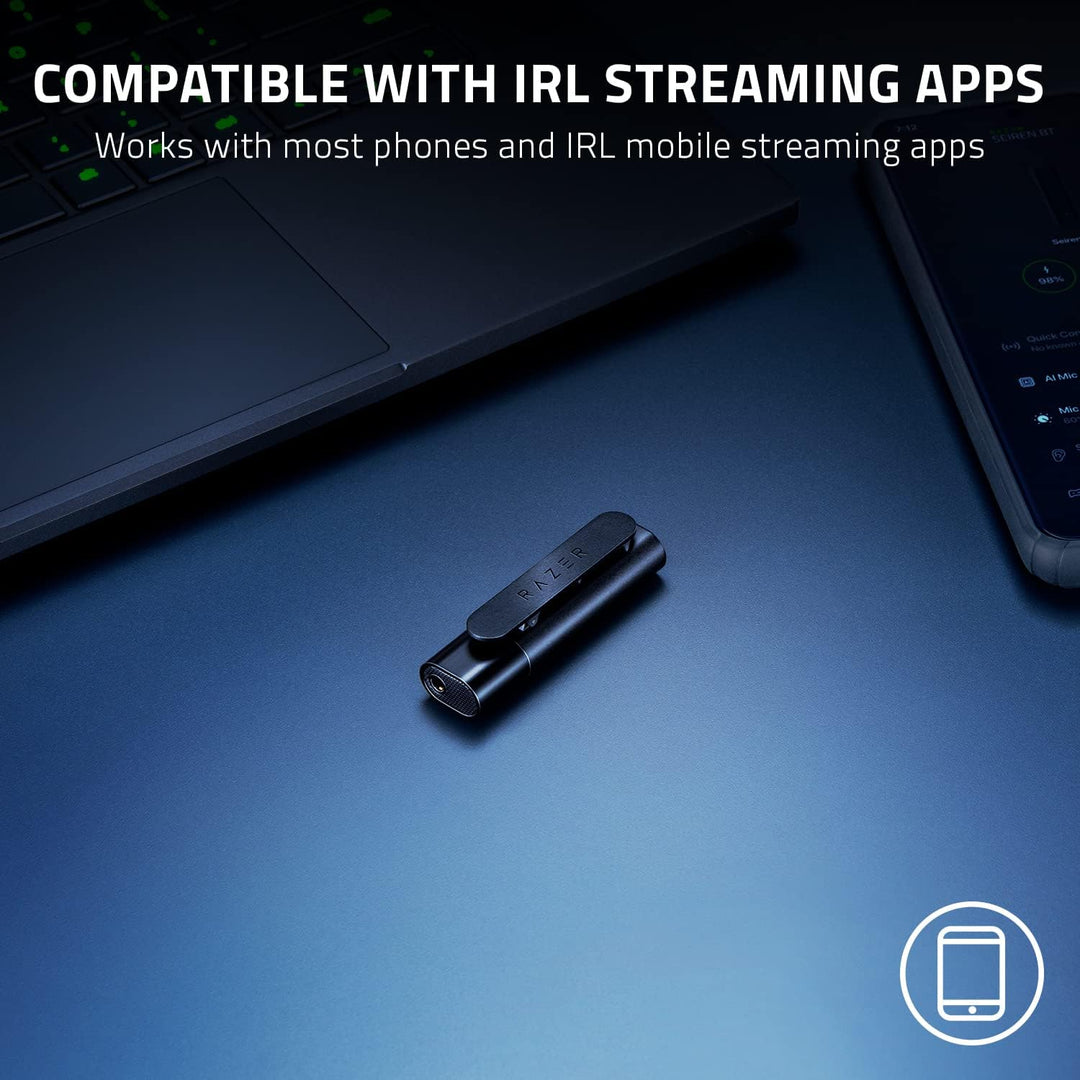 Razer Seiren BT Bluetooth-Mikrofon für Android-Geräte, mobiles/PC-Streaming, Clip-on-Design, kabello