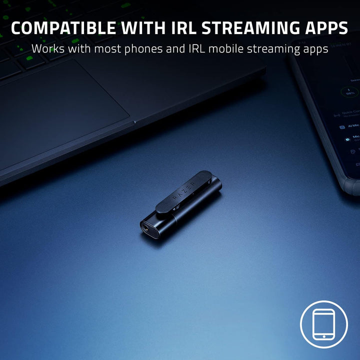 Razer Seiren BT Bluetooth-Mikrofon für Android-Geräte, mobiles/PC-Streaming, Clip-on-Design, kabello