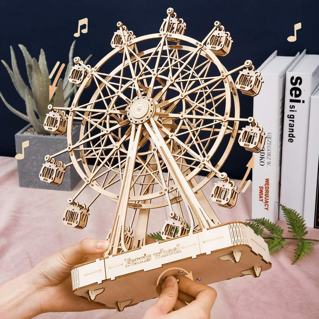 Rolife 3D Puzzle Riesenrad Spieldose Modellbausatz Holzbausatz Erwachsene mit Musik für Kinder und E