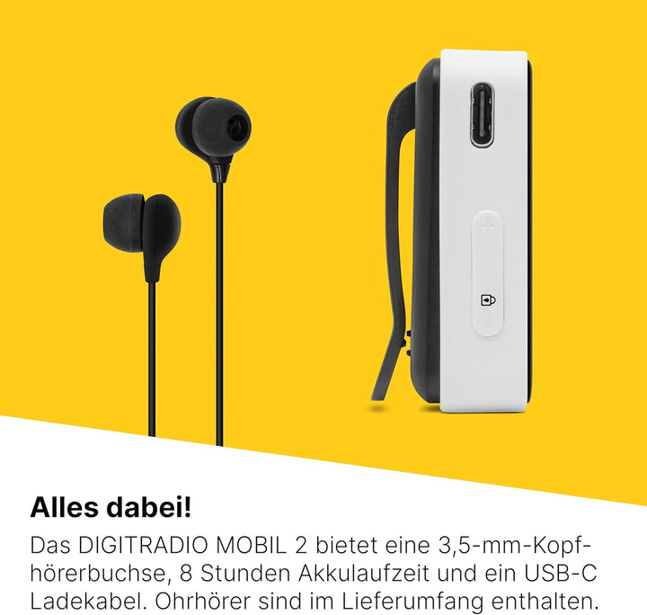 TechniSat DIGITRADIO mobil 2 – Portables DAB+/FM Mini-Radio mit integriertem Akku (wiederaufladbares