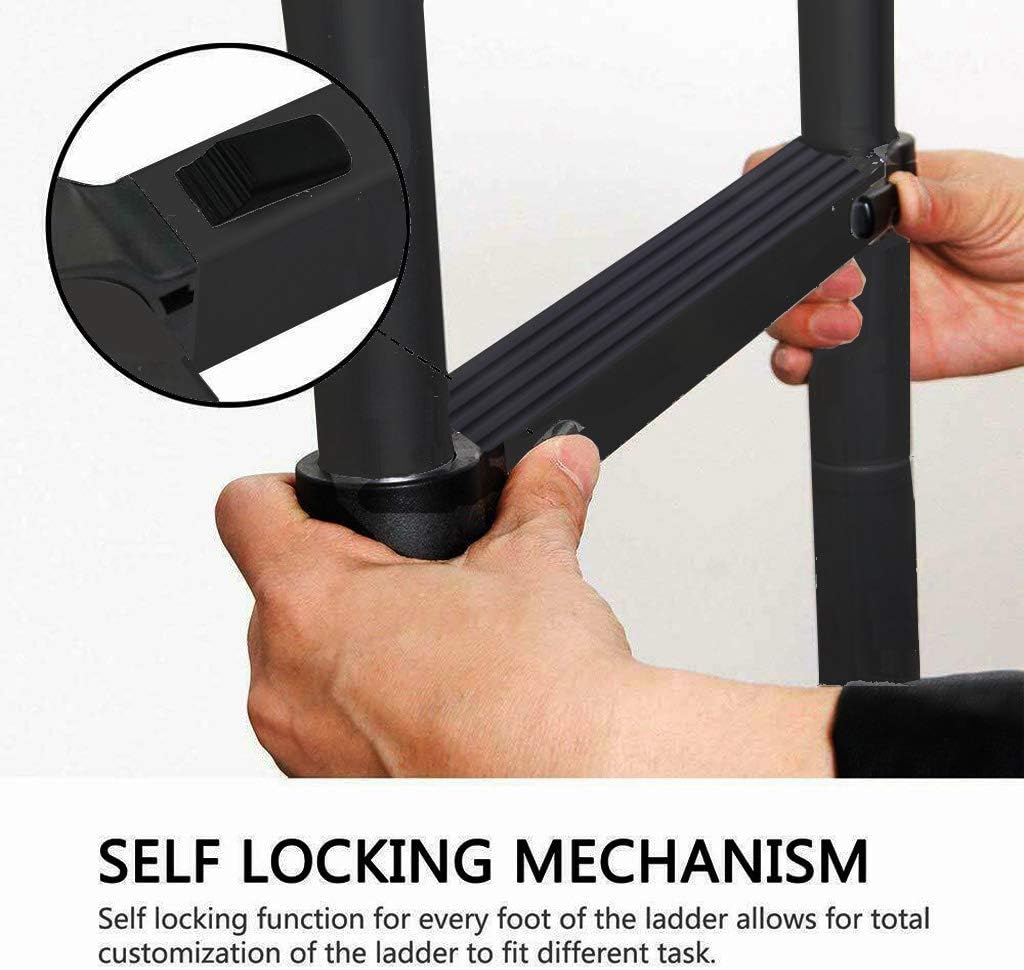 3,2M Teleskopleiter mit Haken, Aluminium Ausziehleiter Hohe Mehrzweckleiter, 150 kg/330 Pfund Belast