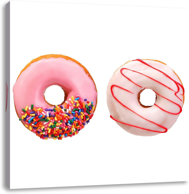 Glasierte Donuts, Format: 70x70 auf Leinwand, XXL riesige Bilder fertig gerahmt mit Keilrahmen, Kuns