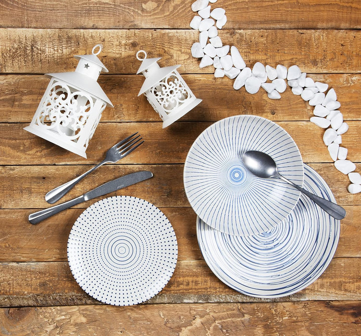 Excelsa Hanami Tafelservice 18-teilig, Keramik, Weiss und Blau