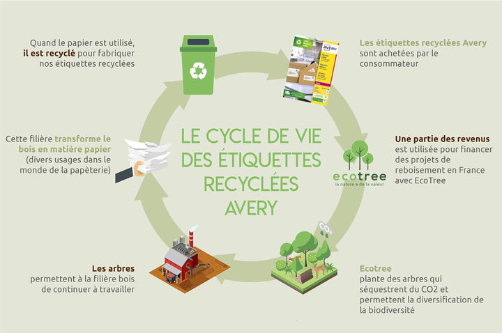 Avery LR7651-100 Klebeetiketten, 63,5 x 33,9 mm, aus zu 100 % recycelten Materialien 63,5 x 33,9 mm,