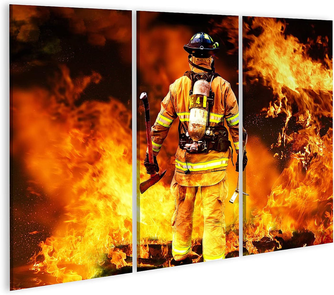 islandburner Bild auf Leinwand Feuerwehr Mann Bekämpft Die Flammen Bilder Wandbilder Poster Leinwand