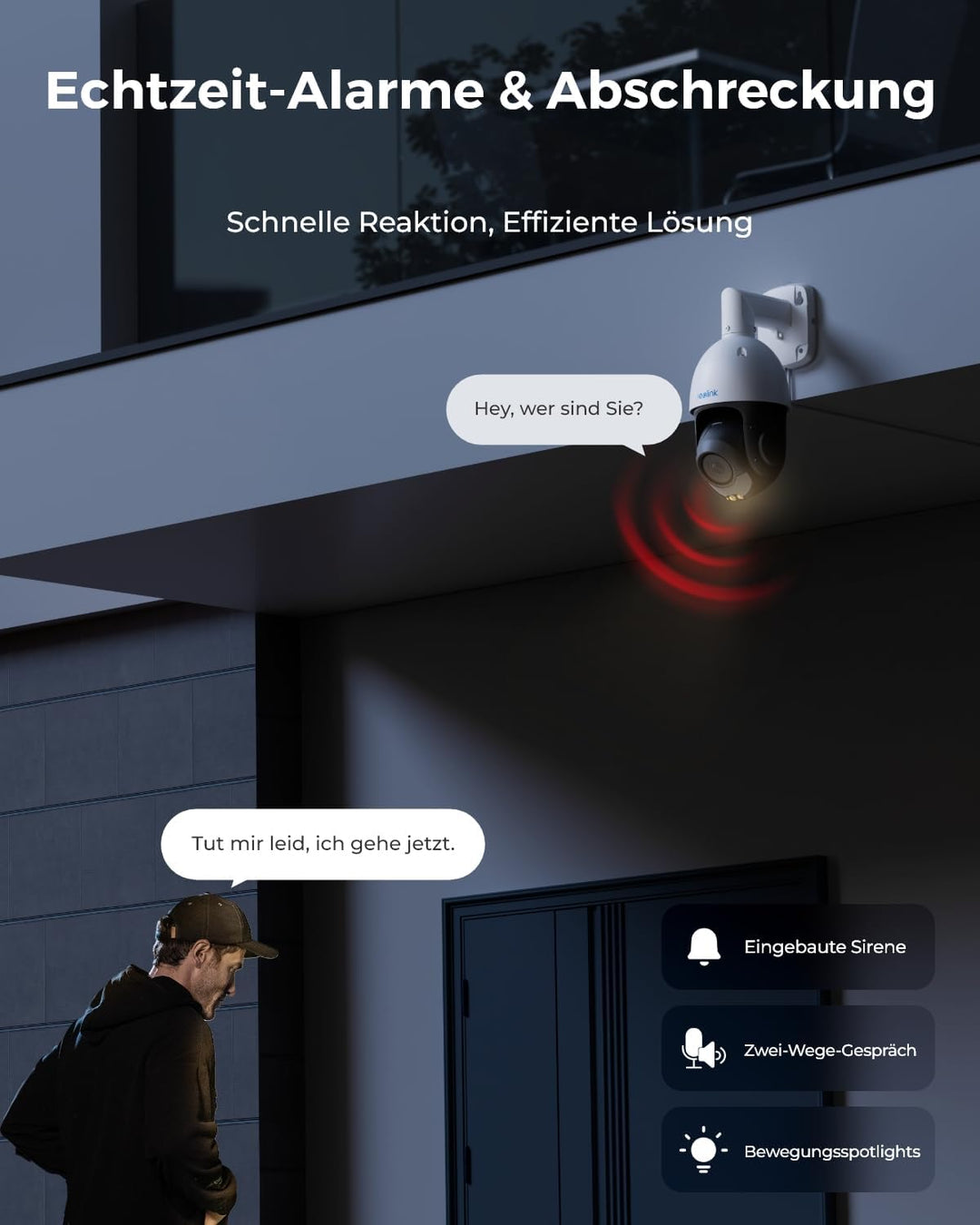 Reolink 4K 8MP UHD PTZ Outdoor Überwachungskamera PoE mit 5X 3D optischem Zoom, Auto-Tracking, Farbn