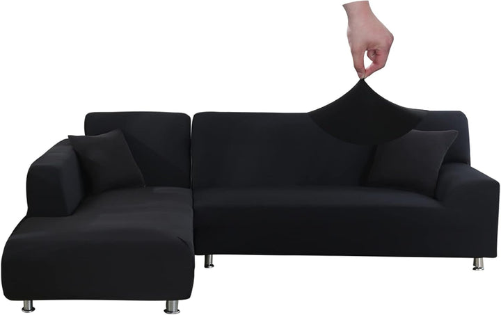 Jaotto Sofa Überwürfe Sofabezug Elastische Spandex Stretch Sofabezüge Couchbezug für L-Form Sofa Uni