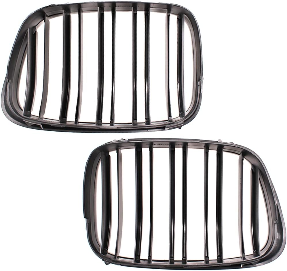 HZTWFC Frontstossstange Doppellamellengrill Glänzend Schwarz Fronthaube Nierengrill Grill ABS Doppel
