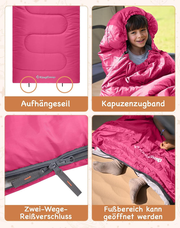 KingCamp Schlafsack Deckenschlafsack Camping Outddor 3-4 Jahreszeiten für Erwachsene Kinder Ultralei