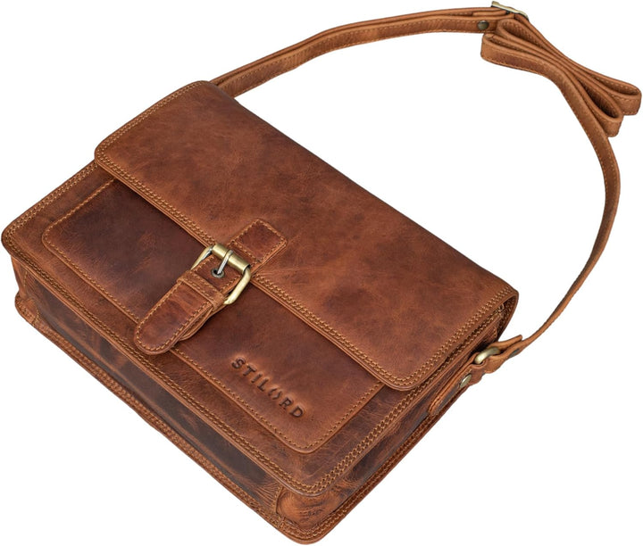 STILORD 'Liv' Damentasche Leder Handtasche Umhängetasche klein Frauen Ausgehtasche Schultertasche Vi