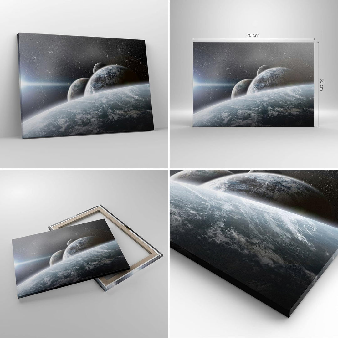 ARTTOR Bilder auf Leinwand Planeten Kosmos Sterne Leinwandbild 70x50cm Wandbilder Dekoration Wohnzim