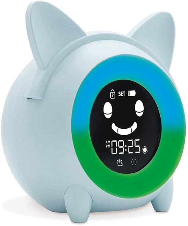 Metronic Lernwecker mit Gesichtsausdrücken, Lichter, Nachtlicht, Musik, 477347 Blau, Blau