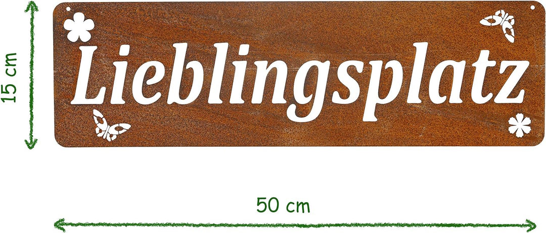 ecosoul 1 Stück Gartendeko Schild Wandschild Wanddekoration Wandtafel Lieblingsplatz Metall Rost Dek