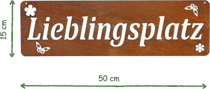 ecosoul 1 Stück Gartendeko Schild Wandschild Wanddekoration Wandtafel Lieblingsplatz Metall Rost Dek