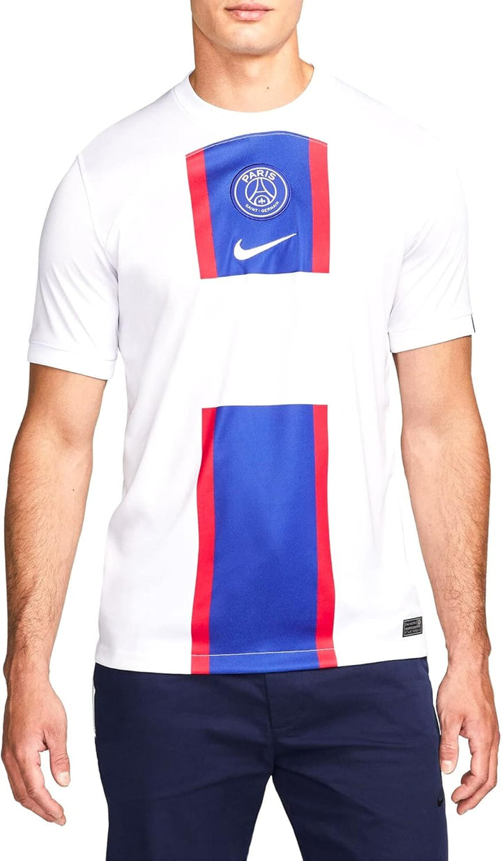 Nike Herren Stad T-Shirt L White/Old Royal/White, L White/Old Royal/White