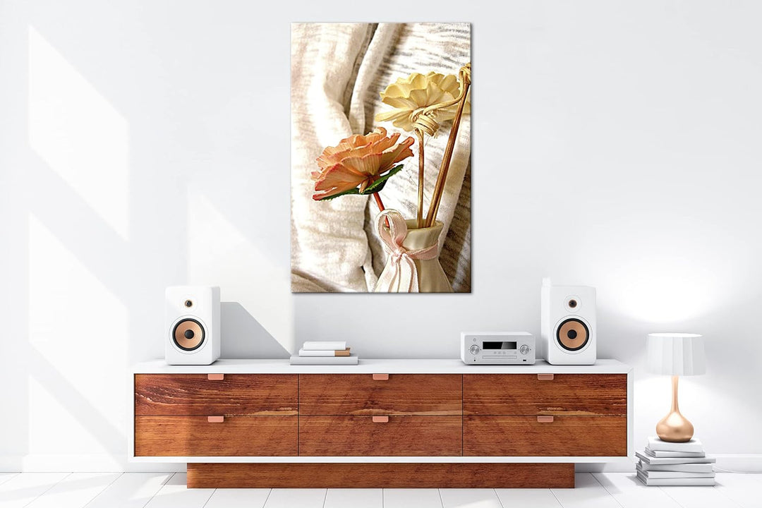 deyoli schöne Dekorationsblumen im Format: 80x60 als Leinwandbild, Motiv fertig gerahmt auf Echtholz