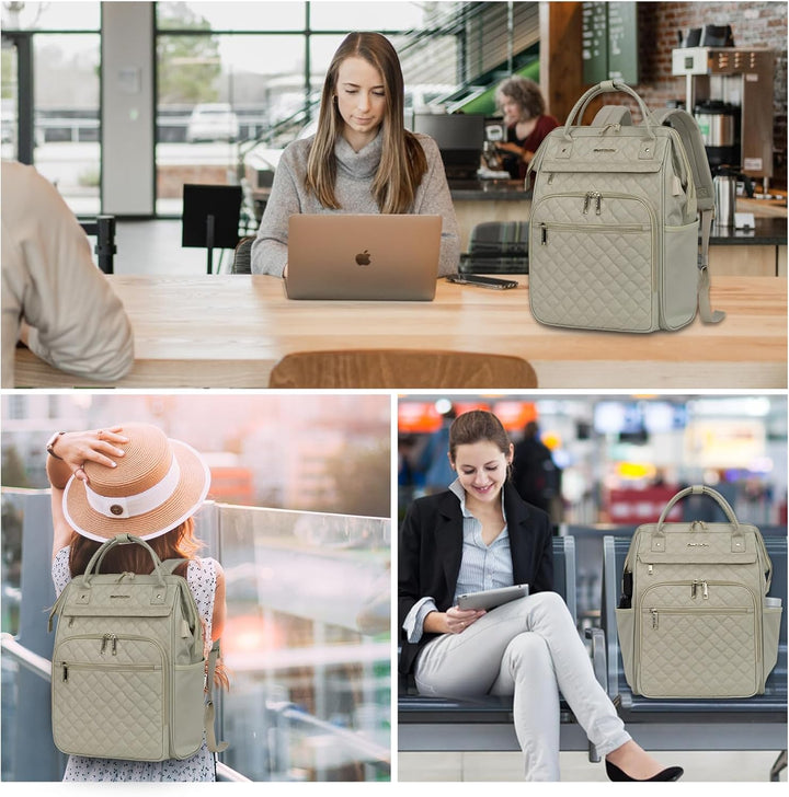 EMPSIGN Rucksack Damen Laptop Rucksack, Beige