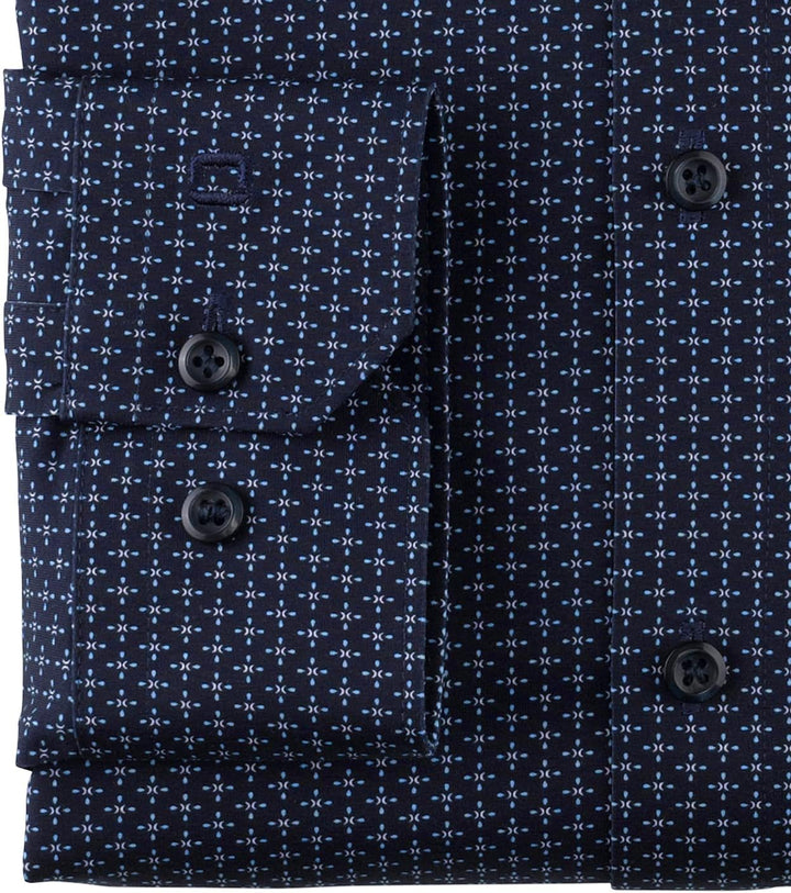 OLYMP Herren Businesshemd No. Six 24/Seven,Gemustert,super Slim,Kent-Kragen 37 Marine 18, 37 Marine
