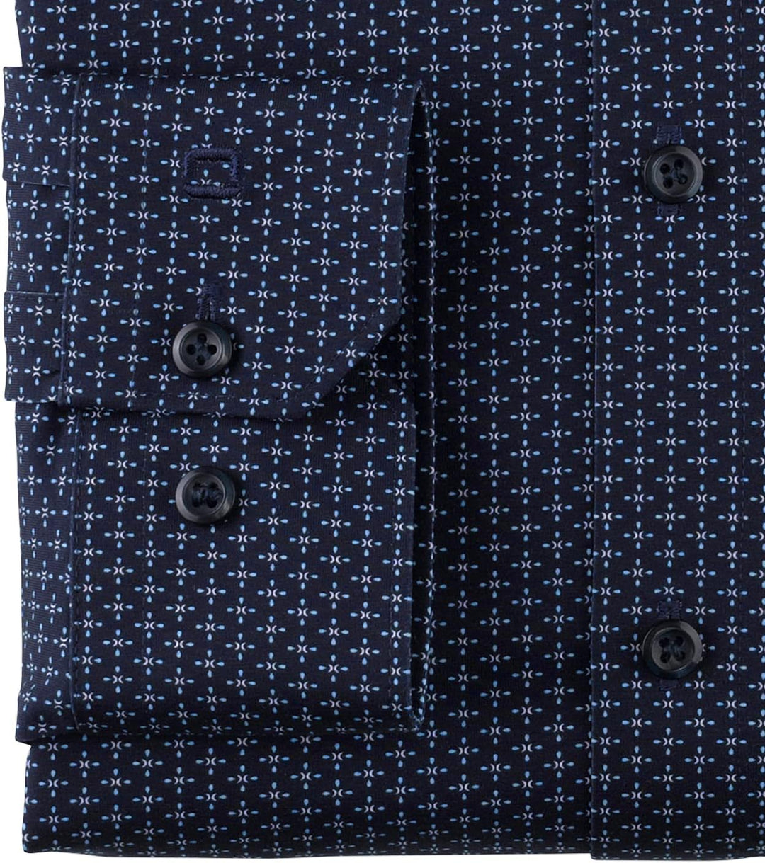 OLYMP Herren Businesshemd No. Six 24/Seven,Gemustert,super Slim,Kent-Kragen 37 Marine 18, 37 Marine