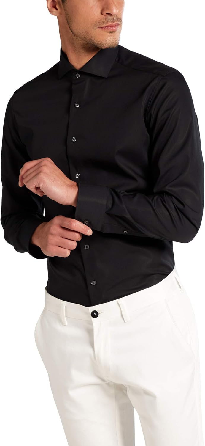ETERNA Herren Original Shirt Slim FIT, 38 Schwarz