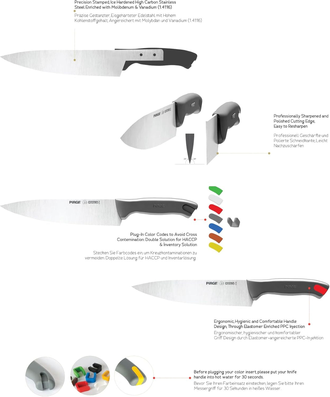 Pirge Gastro Metzgermesser 21 cm Kullenschliff Schlachtermesser - Fleischermesser - Stechmesser - Sc