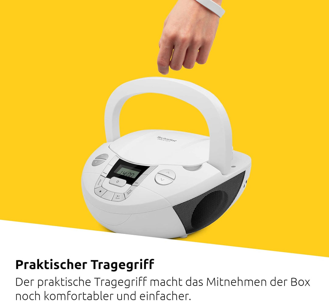 TechniSat Viola CD-1 - tragbarer Stereo CD-Player, Boombox mit praktischem Tragegriff (Radio für Kin
