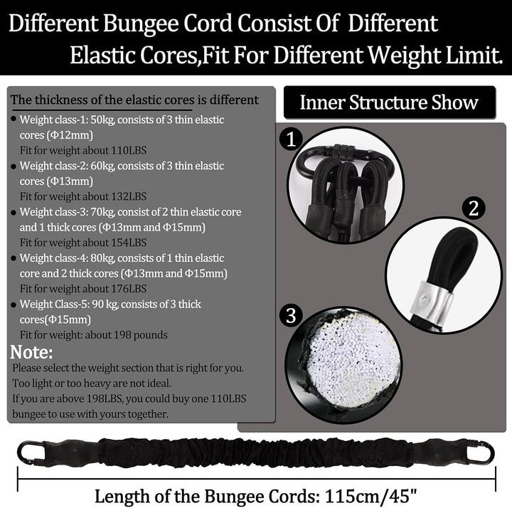 DASKING Heavy Bungee Band Set, Air Yoga Widerstand Bungee Stretch Gürtel, 4D Bungee Tanzseil, Exerci